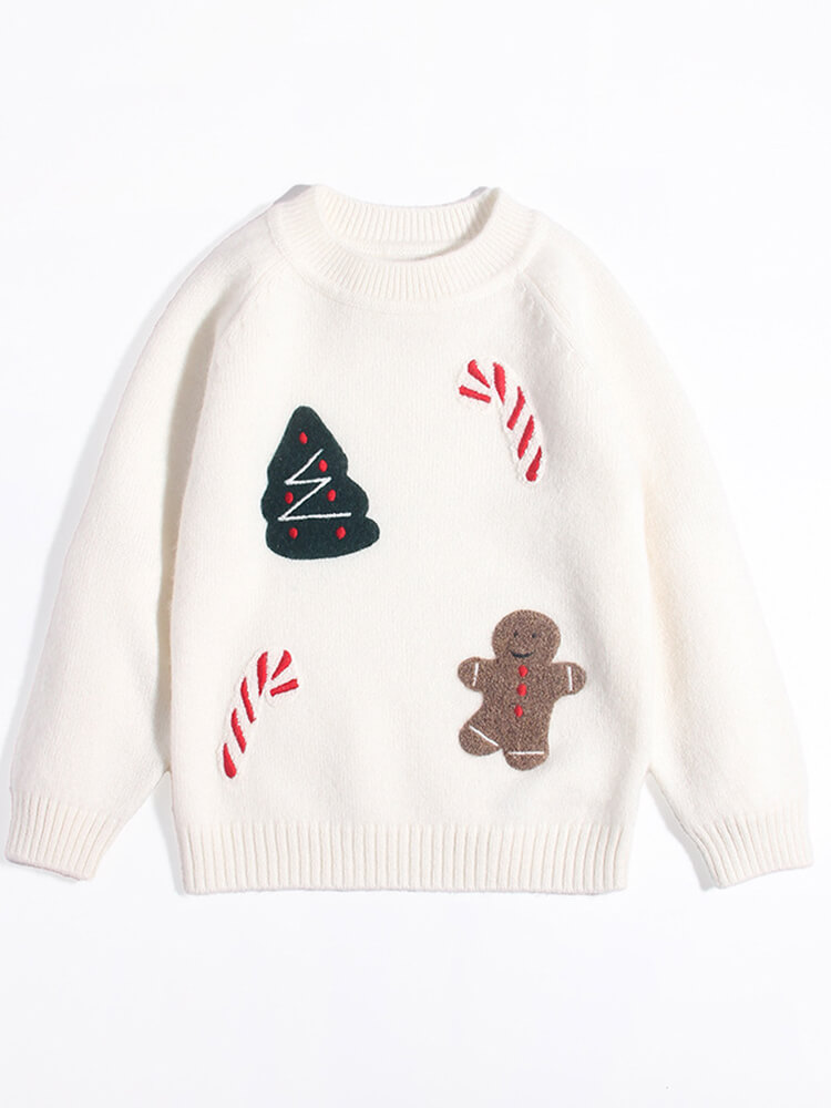 Kids White Cashmere Christmas Holiday Pullover Sweater